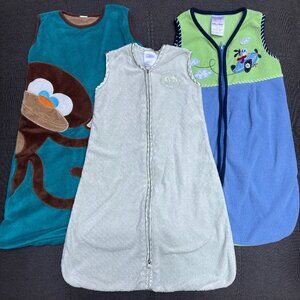 Baby Sleep Sack Bundle Fleece Zip Pajamas Sleeveless 0-6 Months